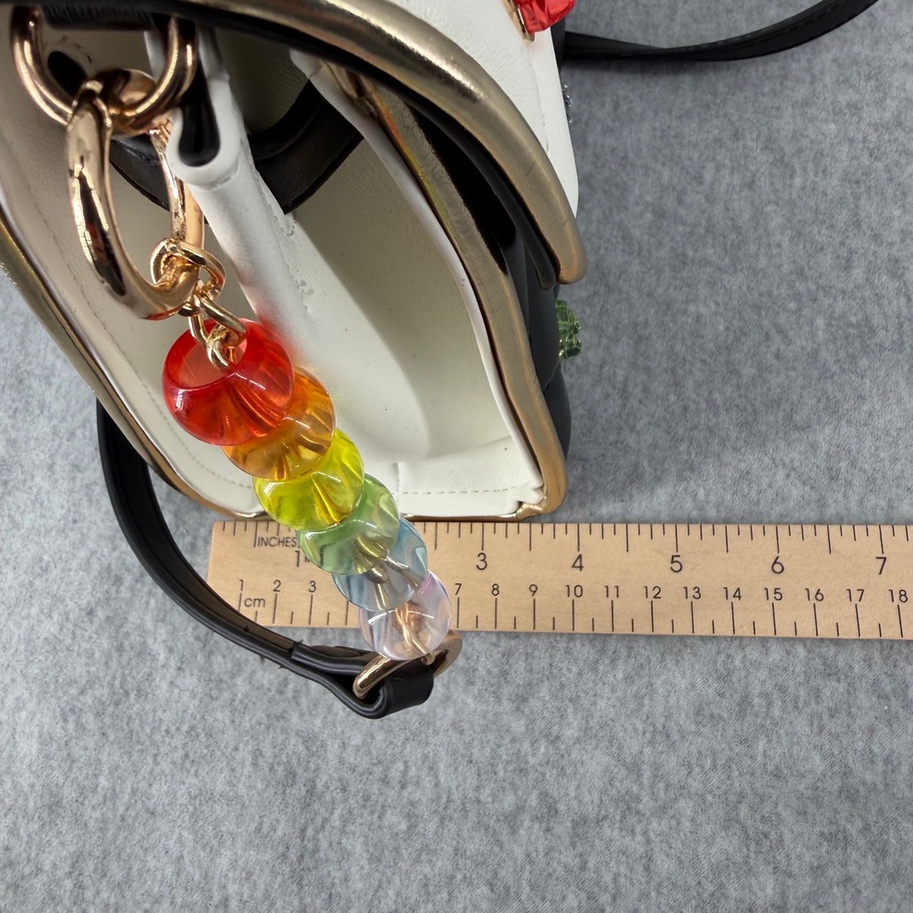 Betsey Johnson Gummy Bear Quilted Satchel Crossbody Bag Black White Rainbow Hear - Picture 13 of 13